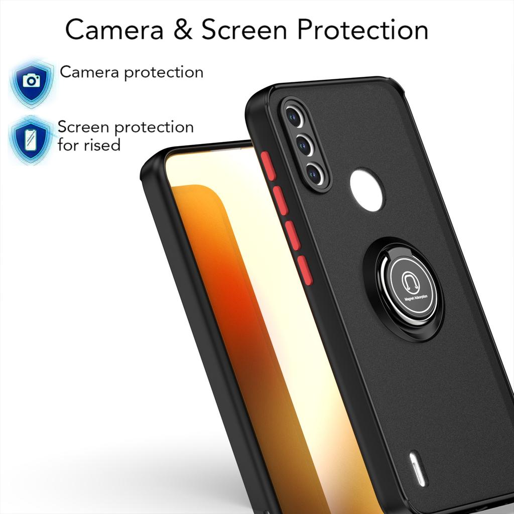 Fall prevention Armor Matte Case for Motorola Moto E7 PPWER E7i POWER 2021 Ring Stand Shockproof Cover