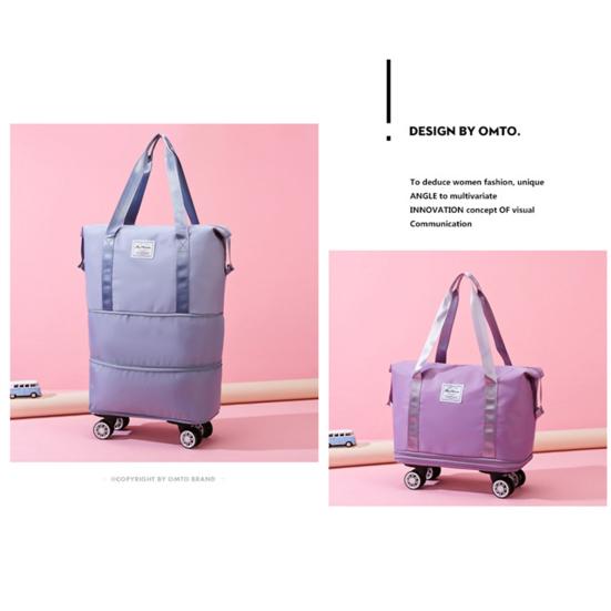 Travel Bag with Duffel Large Capacity Detachable Wheels Dry Wet Separation Waterproof Oxford