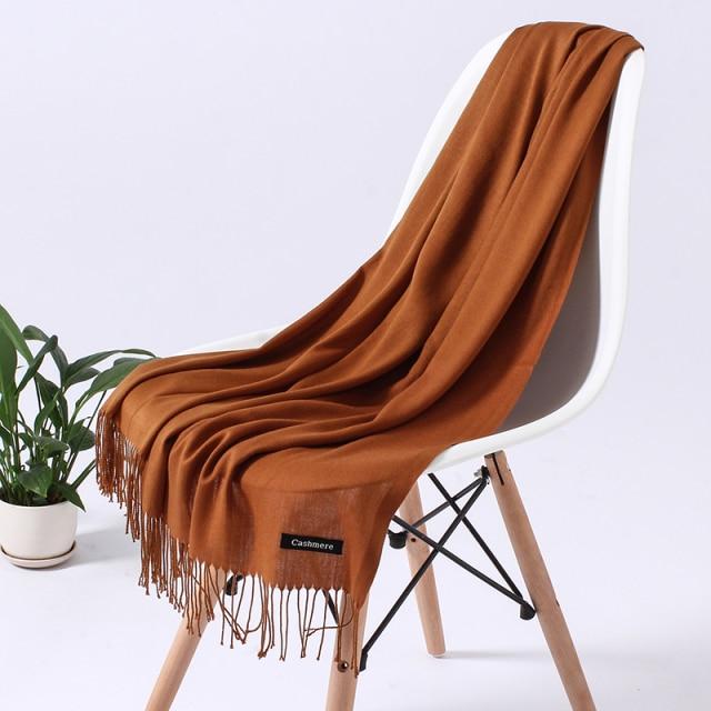 Women Solid Scarf Cashmere Feeling Pashmina Shawls Tassel Hijab Head Wraps Femme Thin Spring Winter Scarves Foulard Bufanda