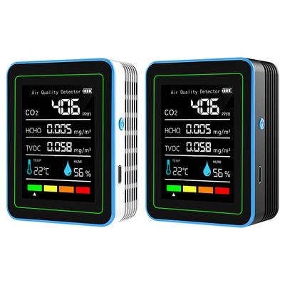 Монитор качества воздуха 5 в 1 Внутренний детектор CO2 Формальдегид HCHO TVOC Тестер ЖК-дисплей Тестер температуры и влажности Сигнализация Измеритель CO2 USB