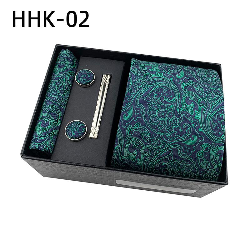 Men'S Tie Square Cuff Tie Clip Gift Box Set Business Casual Tie Black Gift Box