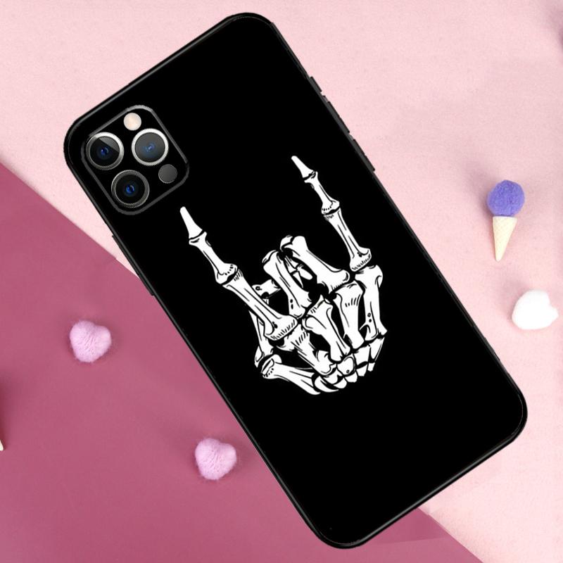 Чехол для телефона 'Рок-н-ролл Череп' для iPhone 17 Pro Max 11 14 15 16 Pro Max Plus 12 13 Mini 17 Air 16e Задняя крышка