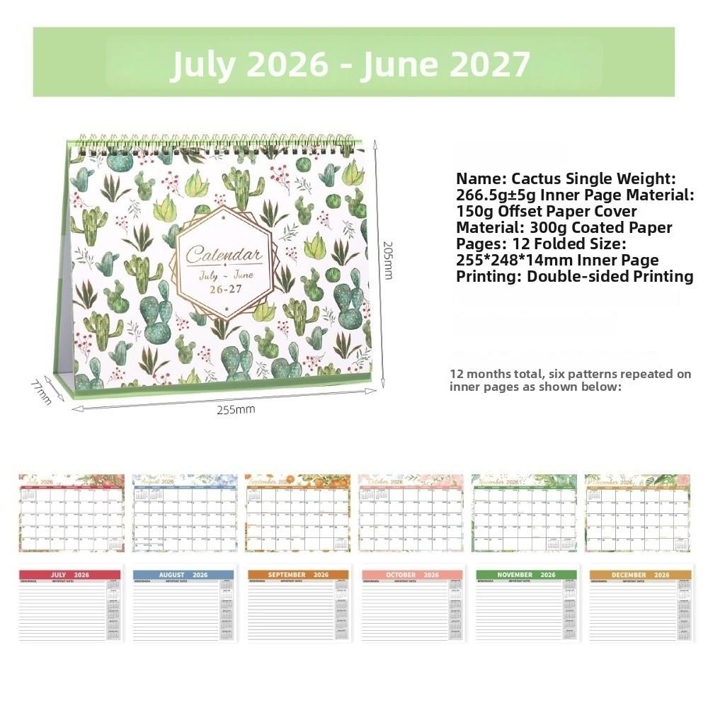 Thick Paper Annual Calendar Daily Schedule Portable Standing Desktop Calendar July 2026-June 2027 Self Discipline Check