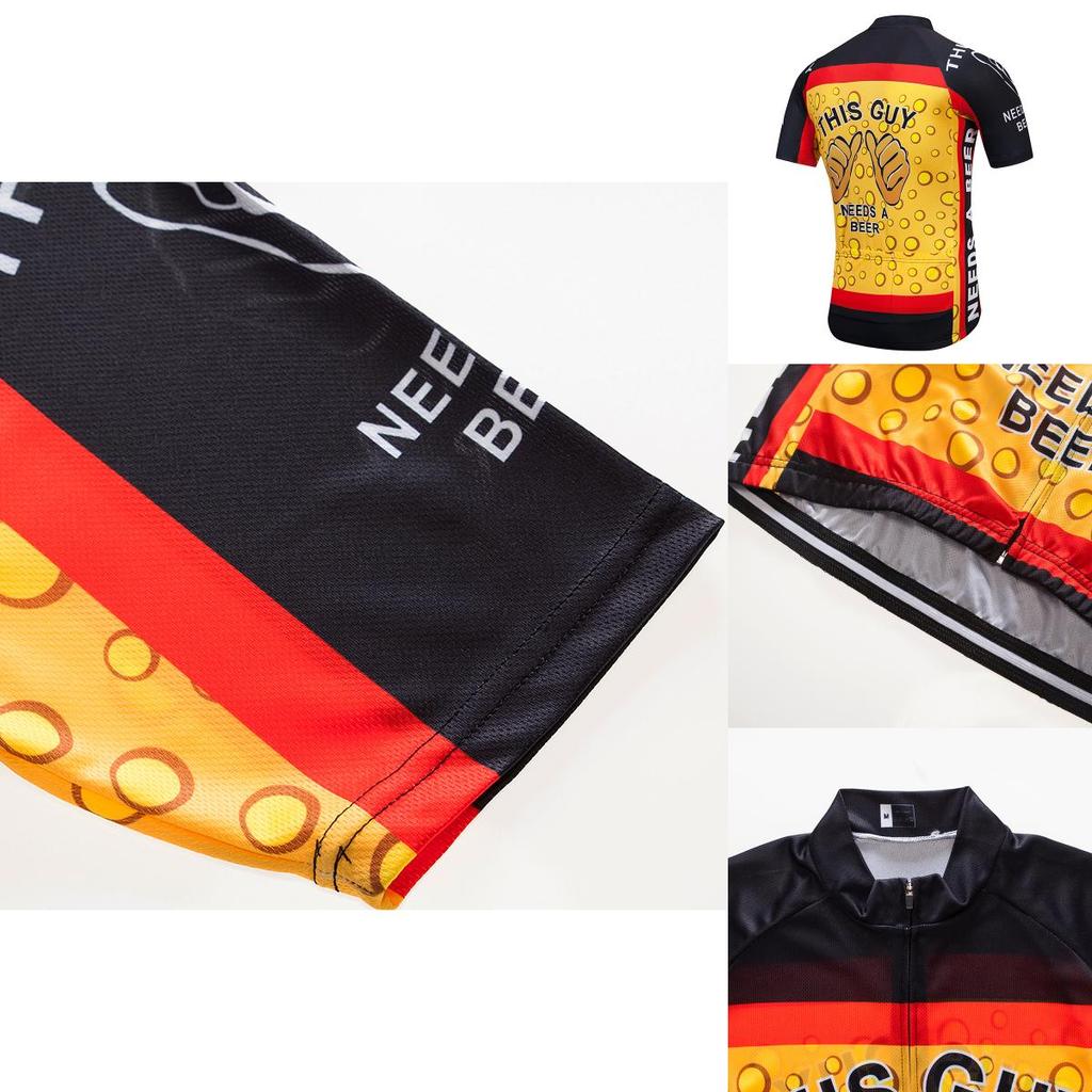 Sleek And Modern Men's Cycling Jersey Black Yellow Suitable For All Occasions
