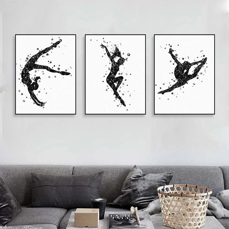 Colorful Watercolor Gymnastic Girl Posters Prints Abstract Canvas Paitning Nordic Wall Art Pictures for Living Room Home Decor