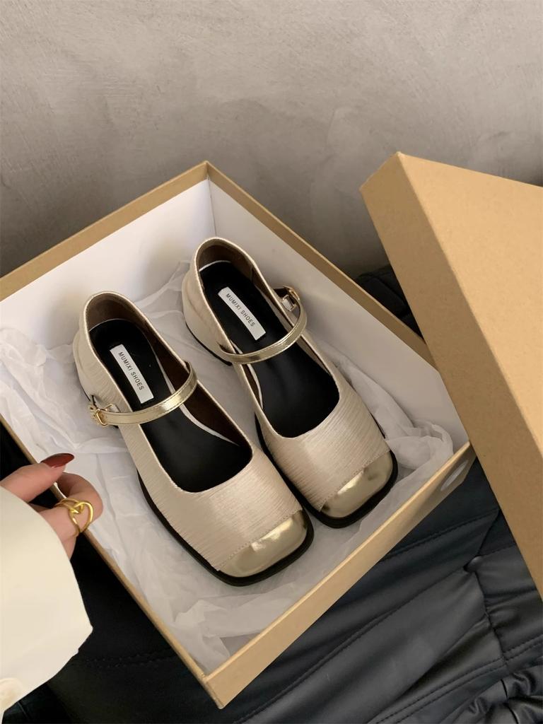 Туфли-лодочки на толстом каблуке женские, в стиле маленького французского ветра, с квадратным носком и неглубоким вырезом, на высоком каблуке, Мэри Джейн, фея, новые модели французской весны 2025 года