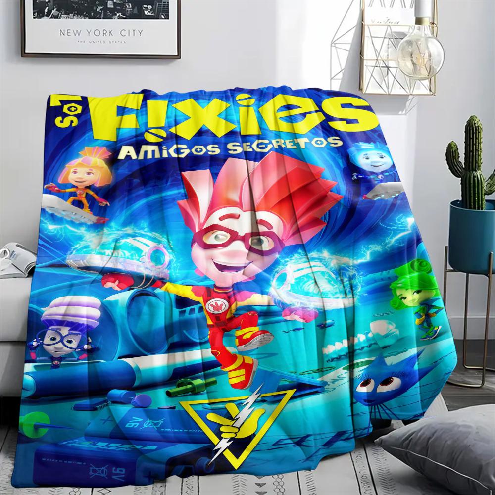 1 шт. Фланелевое одеяло с принтом Фиксиков, Высокое качество, Комфортное для всех сезонов, Декор для дома, Тепло и уют, Идеально для подарков
