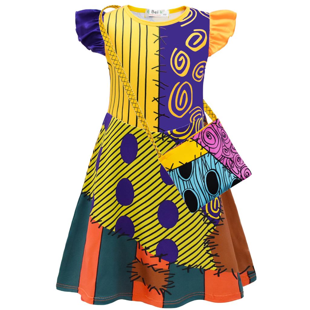 Christmas Eve Horror Sally Girl Dress, Halloween Children'S Skirt + Bag 82151