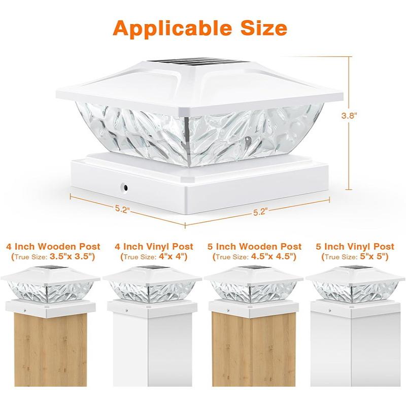 D2 1 шт. Для столбов 3,5x3,5 4x4 4,5x4,5 5x5 В садовом декоре Наружные водонепроницаемые 2-режимные фонари для столбов На солнечной батарее Освещение для террасы и забора