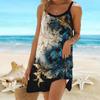 Пляжная одежда Мини-платье с принтом Модное цветное повседневное современное платье без рукавов Свободный крой для улицы Повседневное летнее