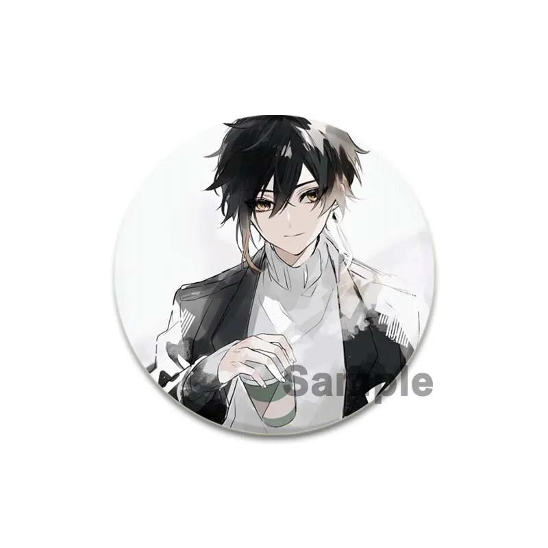 32/44/58mm Anime Genshin Impact Badge Zhongli Cartoon Brooches On Backpack Clothes Handmade Round Enamel Pins for Jewelry Gift Accessories