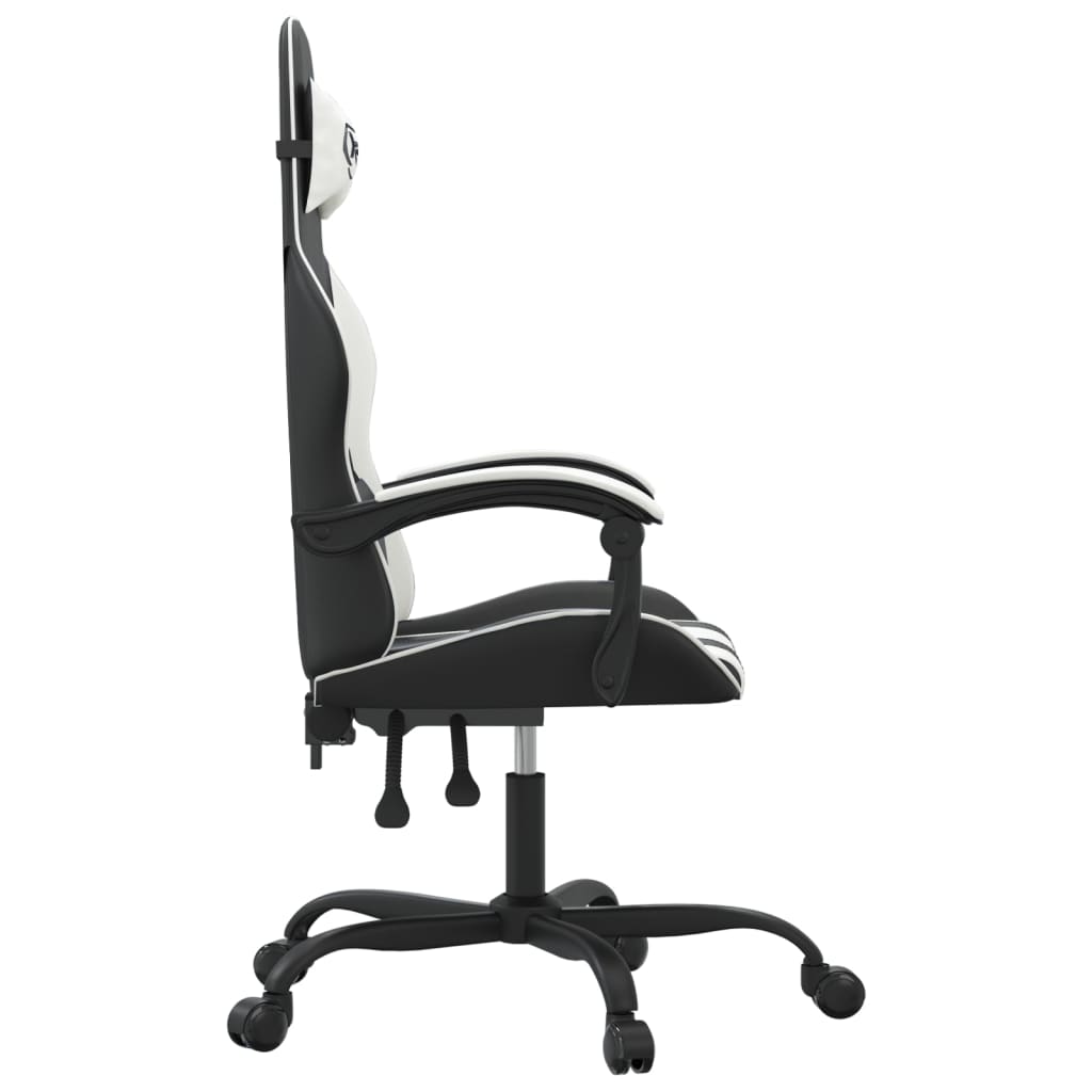 Gaming Chair Black and White Artificial Leather