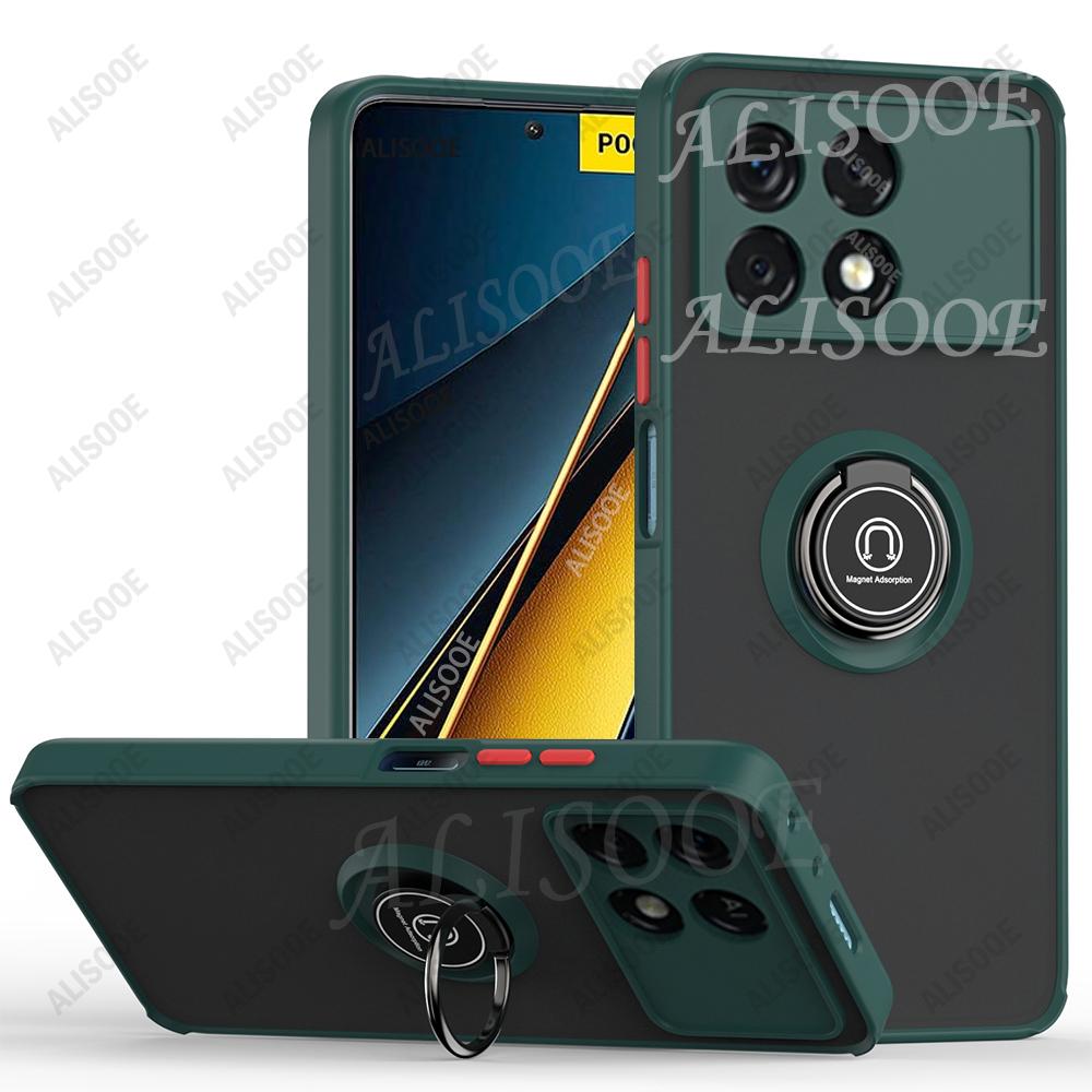 Чехол Kickstand для POCO X7 Pro F7 F6 F5 X6 Pro Чехол Бронированный с Держателем-Кольцом Защитная Крышка для Xiaomi Redmi K70 Ударопрочный Чехол