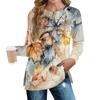 Women's Fashion Casual Split Print Pleated Hem Split Loose Fit Fall Sweatshirt Long Sleeve Top