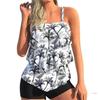 Ruffle Flounce Bathing Suit Fashion Two Pieces Tankini Swimsuit Summer  Top Swimwear with Boyshorts for Women Female