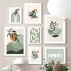 Abstract Green Plant Poster and Print Line Bohemian Moon Wall Art Sage Canvas Painting Nordic Wall Picture Living RoomDecoration