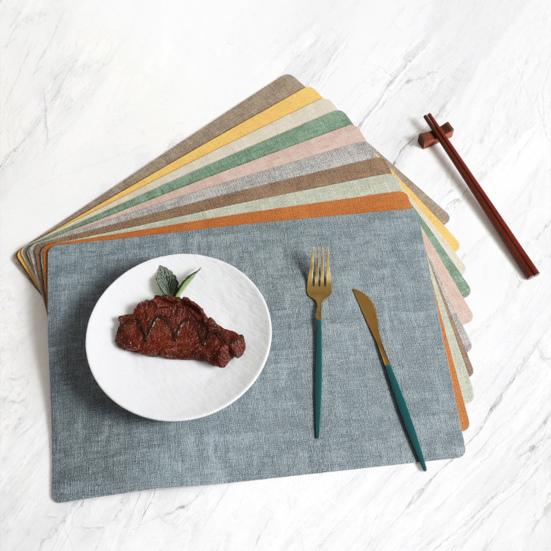 Dual Side Placemat Waterproof Faux Leather Coaster Placemat Solid Color Heat Insulation Pad for Dining Tables Countertops