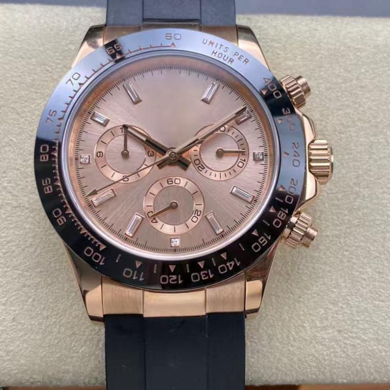 Мужские автоматические механические часы Rolex Daytona 40 мм, многофункциональные, с инкрустацией бриллиантами.
