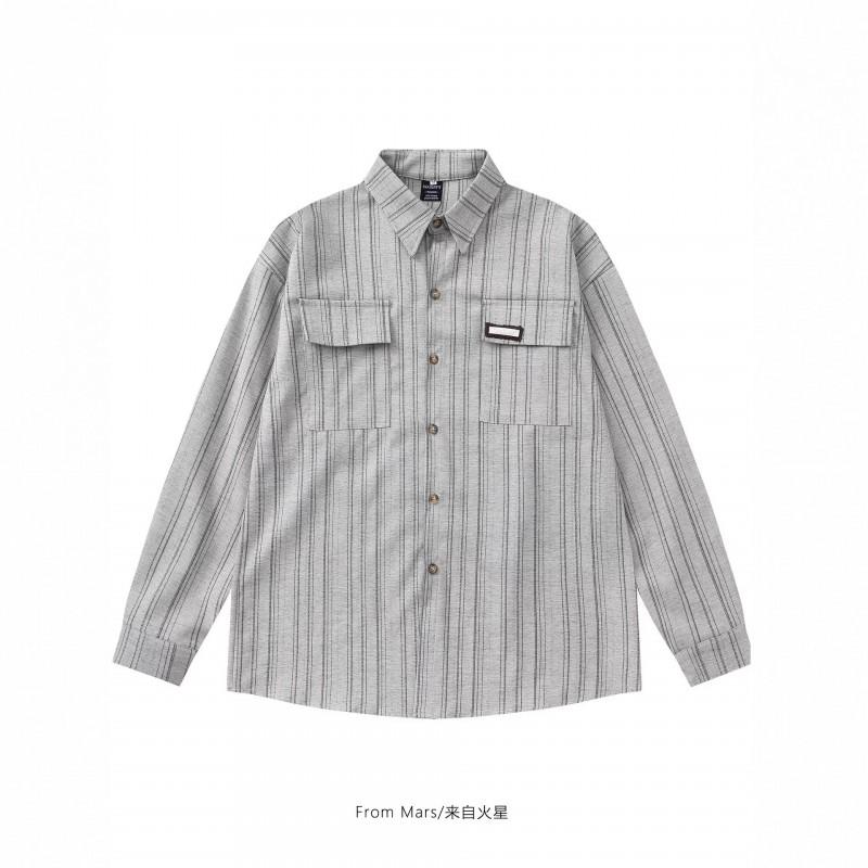 Mens Casual Long Sleeve Plaid Shirt Loose Fit College Style Button Up Top Fall