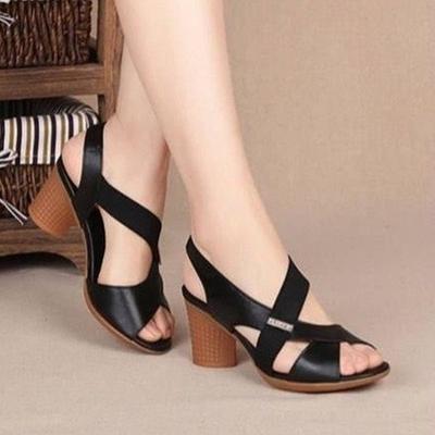 Весенне-летняя обувь больших размеров, босоножки на платформе и высоком каблуке с открытым носком-рыбкой и толстым каблуком, женская обувь