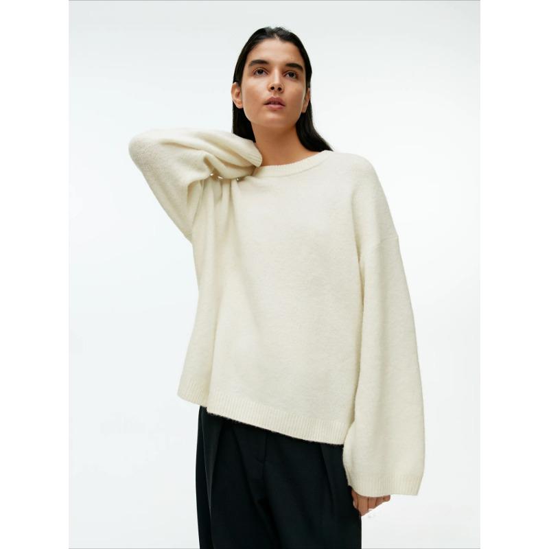 Осенне-зимний женский однотонный свободный утолщенный вязаный свитер с круглым вырезом