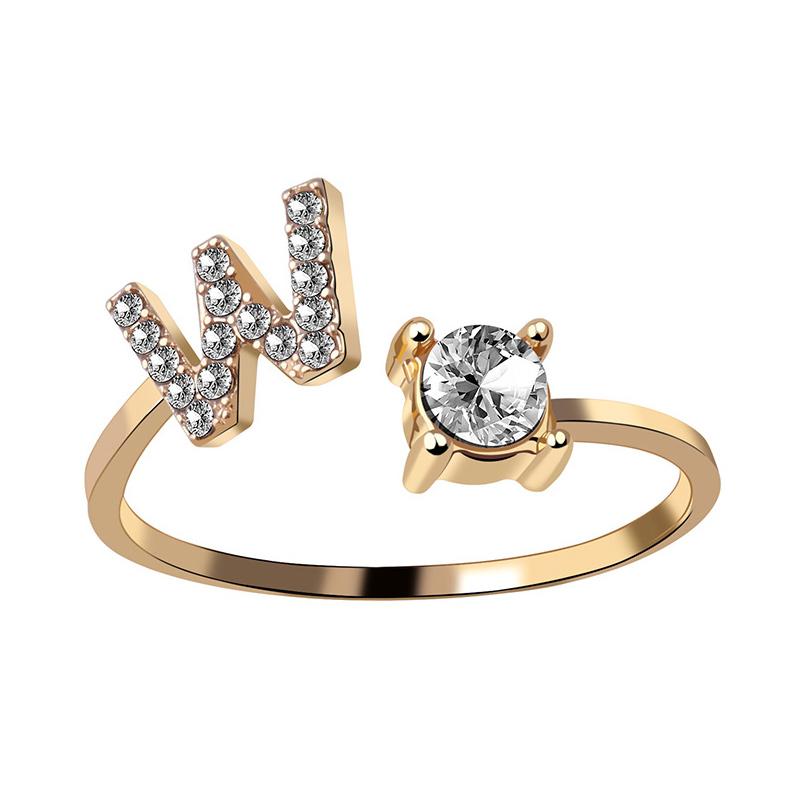 Женское регулируемое повседневное кольцо с буквой AZ, инициалом имени, модное, со стразами, для пары, элегантное, новое, складывающееся кольцо