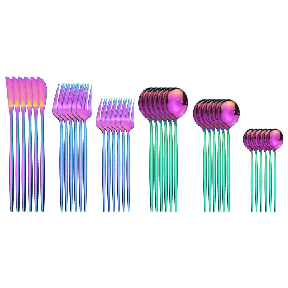 36pcs Mint Green Gold Mirror Dinnerware Set Cutlery Sets Stainless Steel Flatware Set Dinner Knife Forks Spoons Tableware Gifts