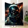 Astronaut Skull in Space Explosion Patterned blanket, flannel, suitable for all seasons, home decor, warm and cozy