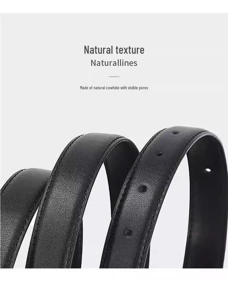 Women's Genuine Leather Cross-Border Waistband: Simple, Versatile, Pure Cowhide Belt for Summer, Black Jeans Style