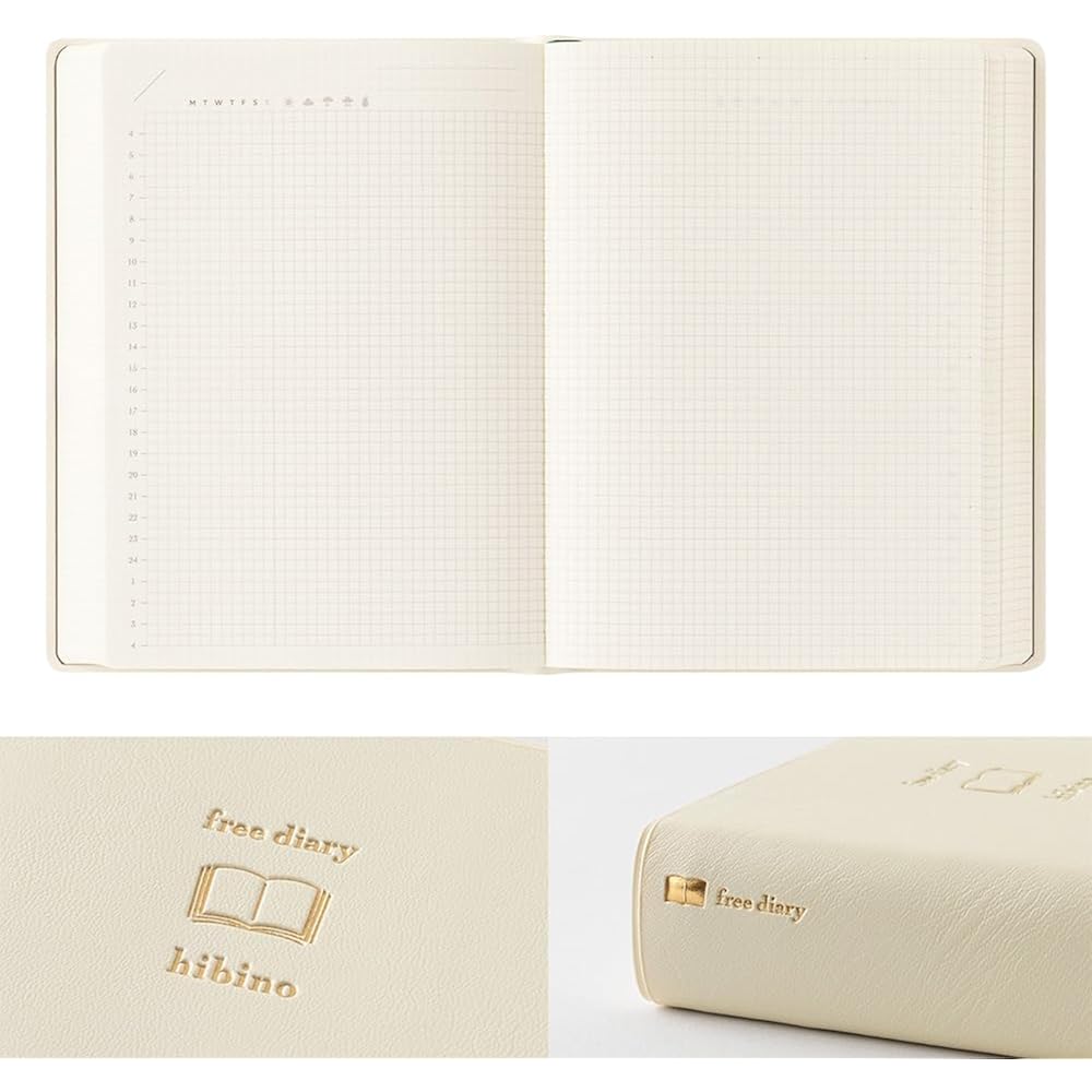 Дневник Midori, Hibino Free Diary, A6, 1 день, 2 страницы, Слоновая кость, 15395006