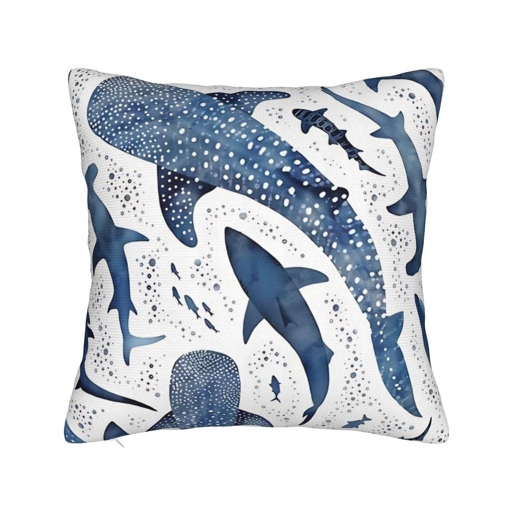 Pillow Cover Sharks Fantastic Animals Vintage Watercolor Pattern Vintage Pillow Case For Living Room Chair Pillowcases