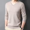 Весенне-осенний мужской шерстяной свитер с V-образным вырезом, пуловер с длинным рукавом, шерстяной вязаный низ, модный мужской повседневный шерстяной свитер, интерьер