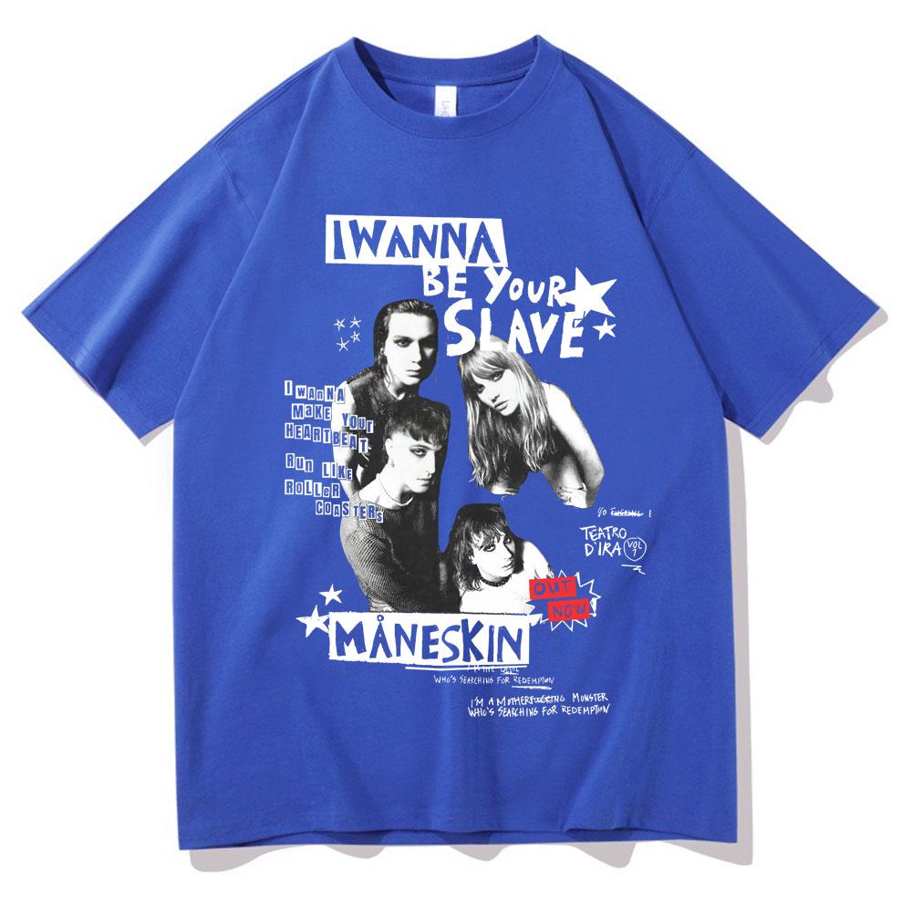 I Wanna Be Your Slave Unisexeskin Tshirt Italian Rock Band T Shirt Unisex Women Vintage Hip Hop Oversized Summer Street Tshirts Male