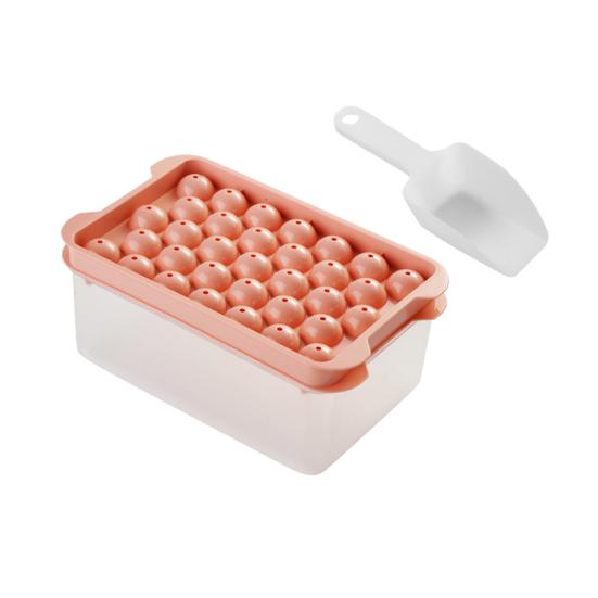 Yousheng Sphere Ice Cube Tray with Lid BPA-Free Stackable Plastic Mold for Whiskey Cocktails Easy-Release Space-Saving Ice Maker for Home Bar Party
