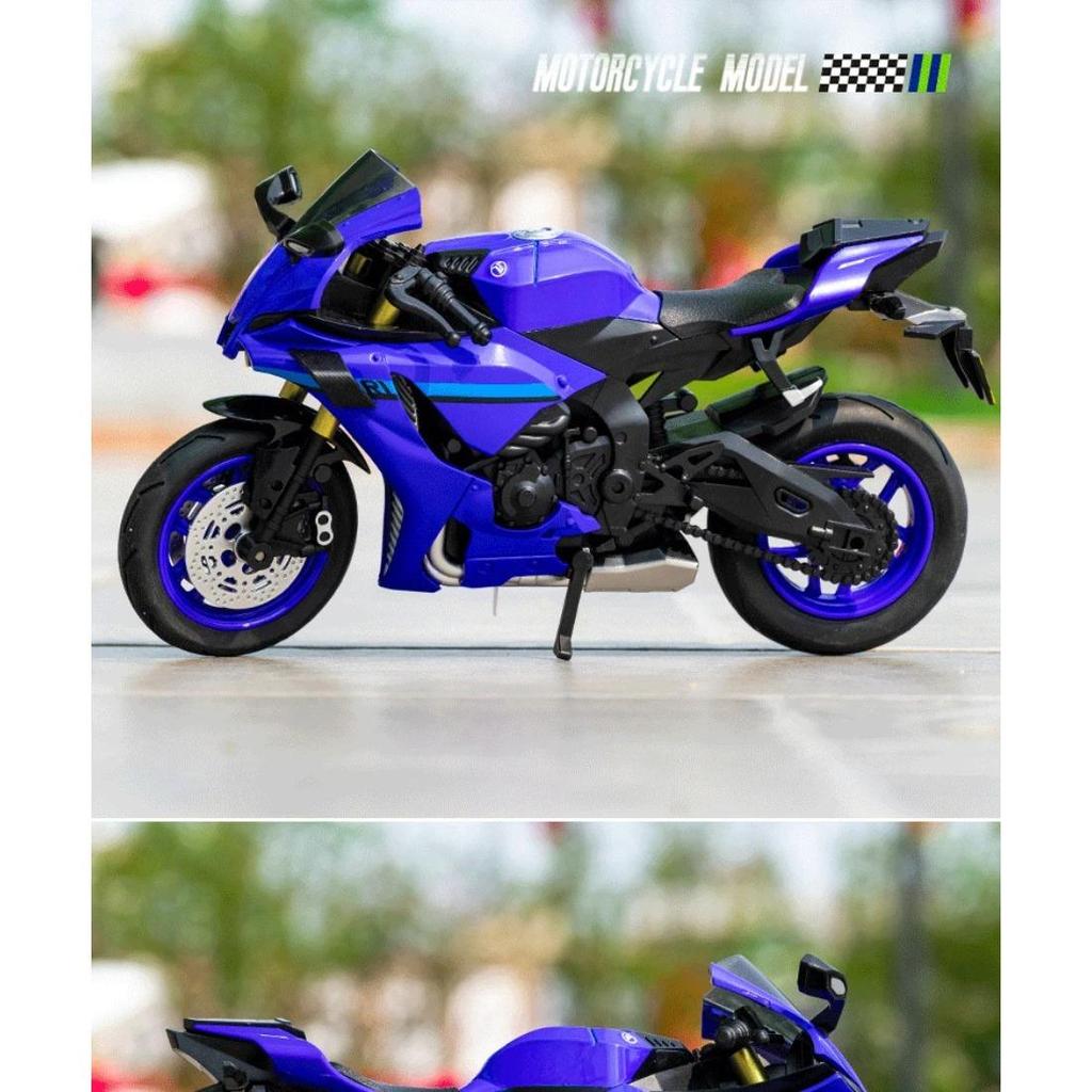 1/10 Yamaha YZF-R1 Сплав Литой Модель Мотоцикла Коллекция Транспортных Средств Звук и Свет Внедорожный Мотоцикл Игрушки Машина