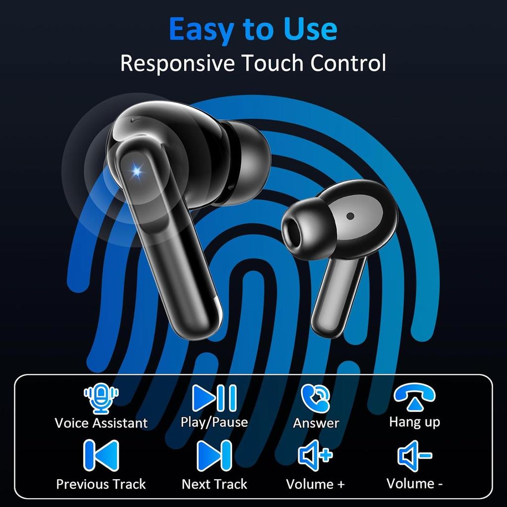Беспроводные наушники Bluetooth 5.4 6 микрофонов ENC Шумоподавление Глубокий бас Hi-Fi Стерео Светодиодный дисплей 48 часов воспроизведения Наушники IPX7 Android iOS