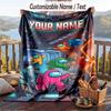 Among Us Flannel Blanket, Personalized Custom Name Text, Soft Warm Plush Throw Blanket For Gift