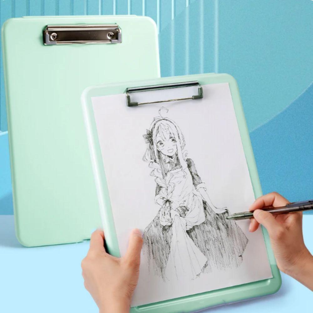 Candy Color A4 File Folder Plastic Test Paper Storage Box Document Clip Student Writing Pad School