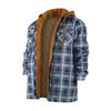Men's Quilted Lined Button Down Plaid Shirt Add Velvet To Keep Warm Jacket With Hood
