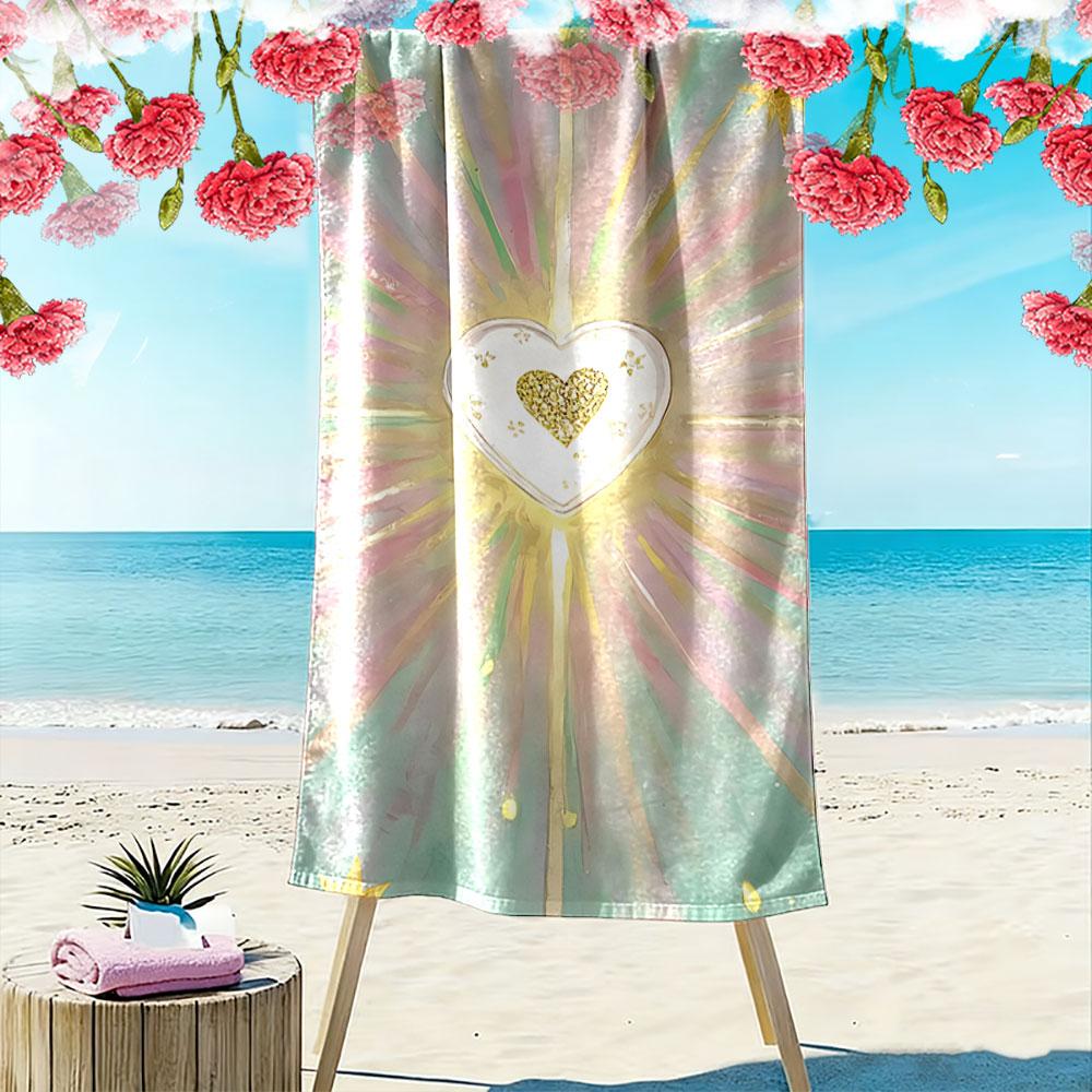 Radiant Heart with Pastels Beach Towel Quick-drying for Travel Outdoor Sports Jogging Beach and Swimming