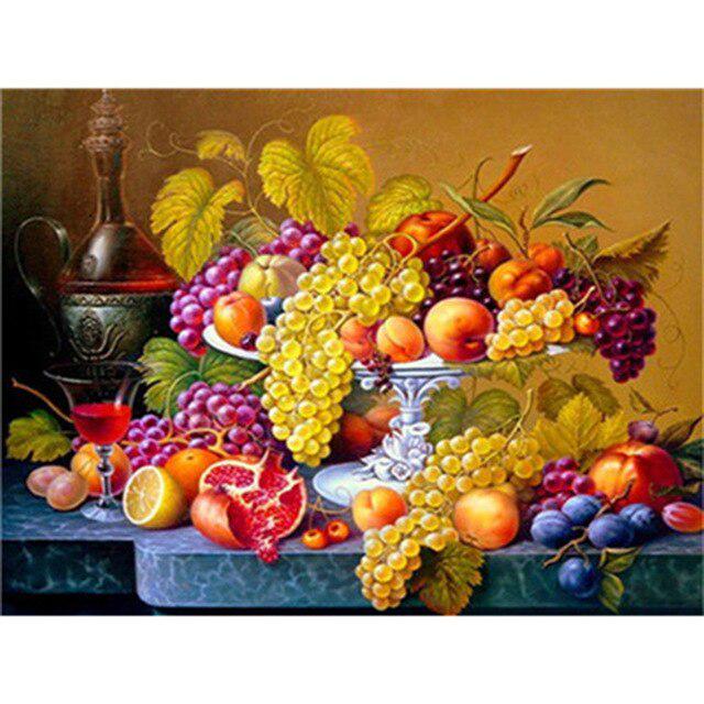 DIY 5D Diamond Painting Fruit Cross Stitch Mosaic Diamond Embroidery Full Round Picture of Rhinestone Kitchen Home Decor