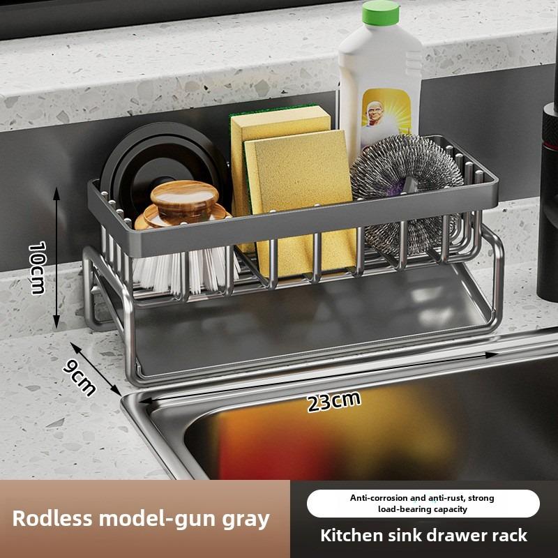 Органайзер для кухонной раковины из нержавеющей стали, Стойка для крана, Подставка для губки, Полка для полотенец, Самодренажное хранилище для аксессуаров для раковины