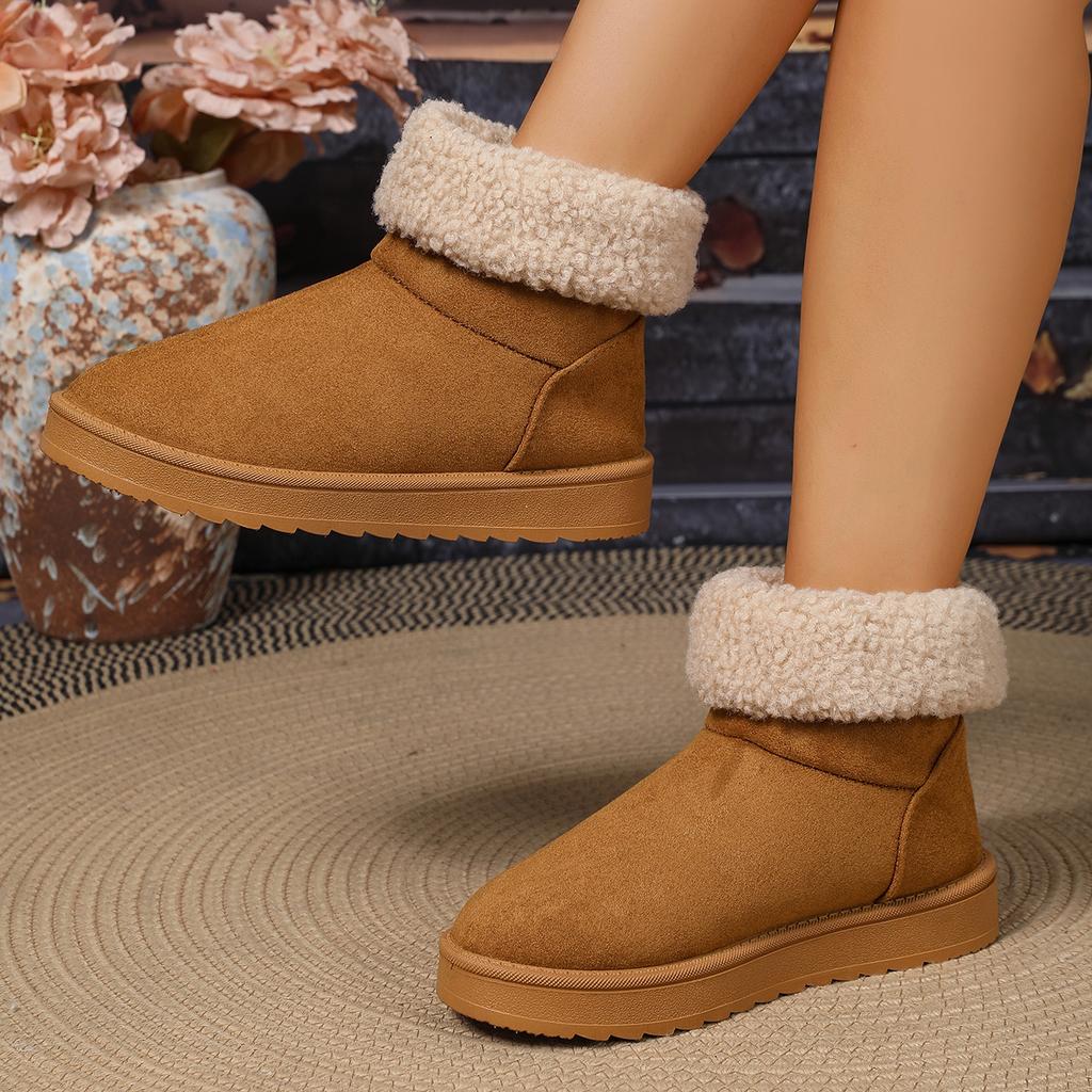 New Fashionable Round Toe Elegant Snow Boots Winter Flat Wear-resistant Soft Students Plus Velvet Warm Women's Shoes