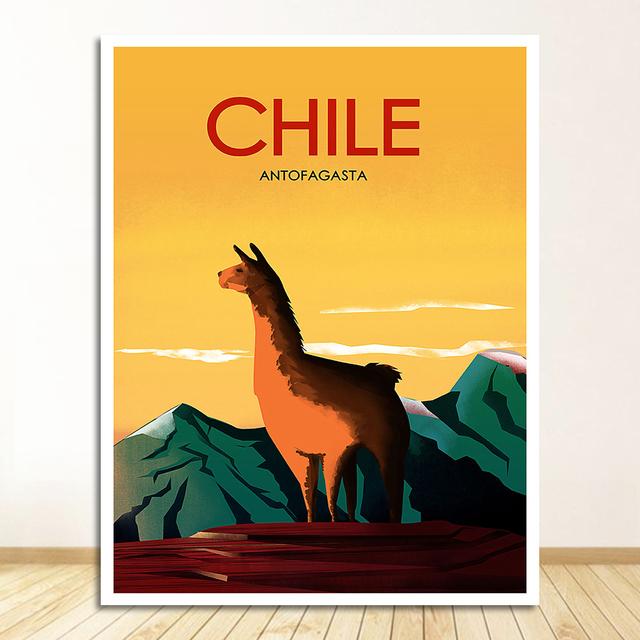 Pop Art Canvas Paintings Vintage Wall Kraft Posters Coated Wall Stickers Home Decorative Gift Travel To Chile San Diego Alpaca