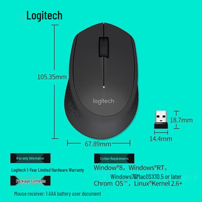 Logitech M280 Wireless Ergonomic Office Mouse