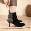 Fashion Back Zip White Ankle Boots Winter Shoes For Women Boots-Women Zipper Low Sexy 2025 Ladies High Heel Pointy Rock Autumn Pointed T