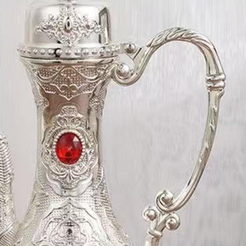 Набор для вина, Сплав серебра с инкрустацией драгоценными камнями, Домашний винный кувшин, Набор винных бокалов, Красный винтажный винный бокал, Винный кувшин, Свадебное украшение, 1 комплект