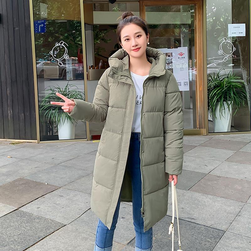 Женская осенне-зимняя куртка с воротником на шнурке и пуговицами, длинная парка на молнии, свободное теплое хлопковое пальто