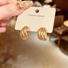 Retro Luxury Multi-Layer C-Shaped Earrings: Versatile, Bright, Hollow Design for Women