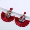 New Fashion Jewelry Charm Crystal Glitter Sequins  Dangle Tassel Earrings Fringe Drop Teardrop